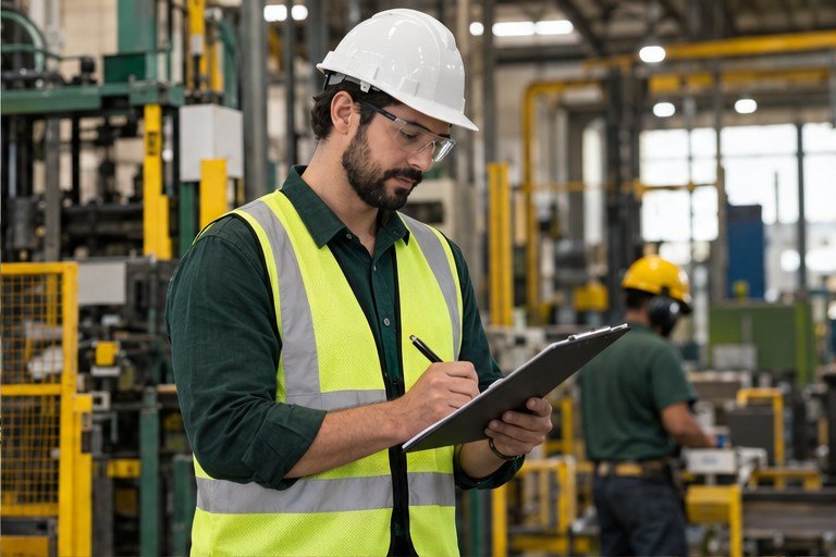 Profissional analisando as condições do ambiente de trabalho