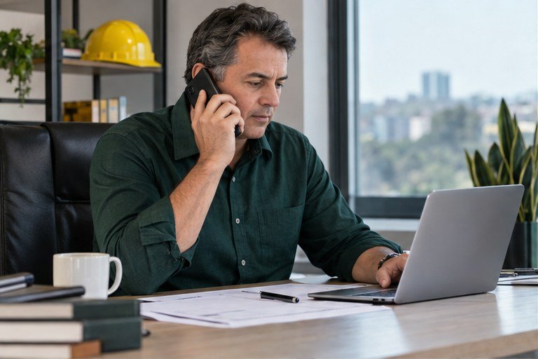 Empresário entrando em contato com a consultoria